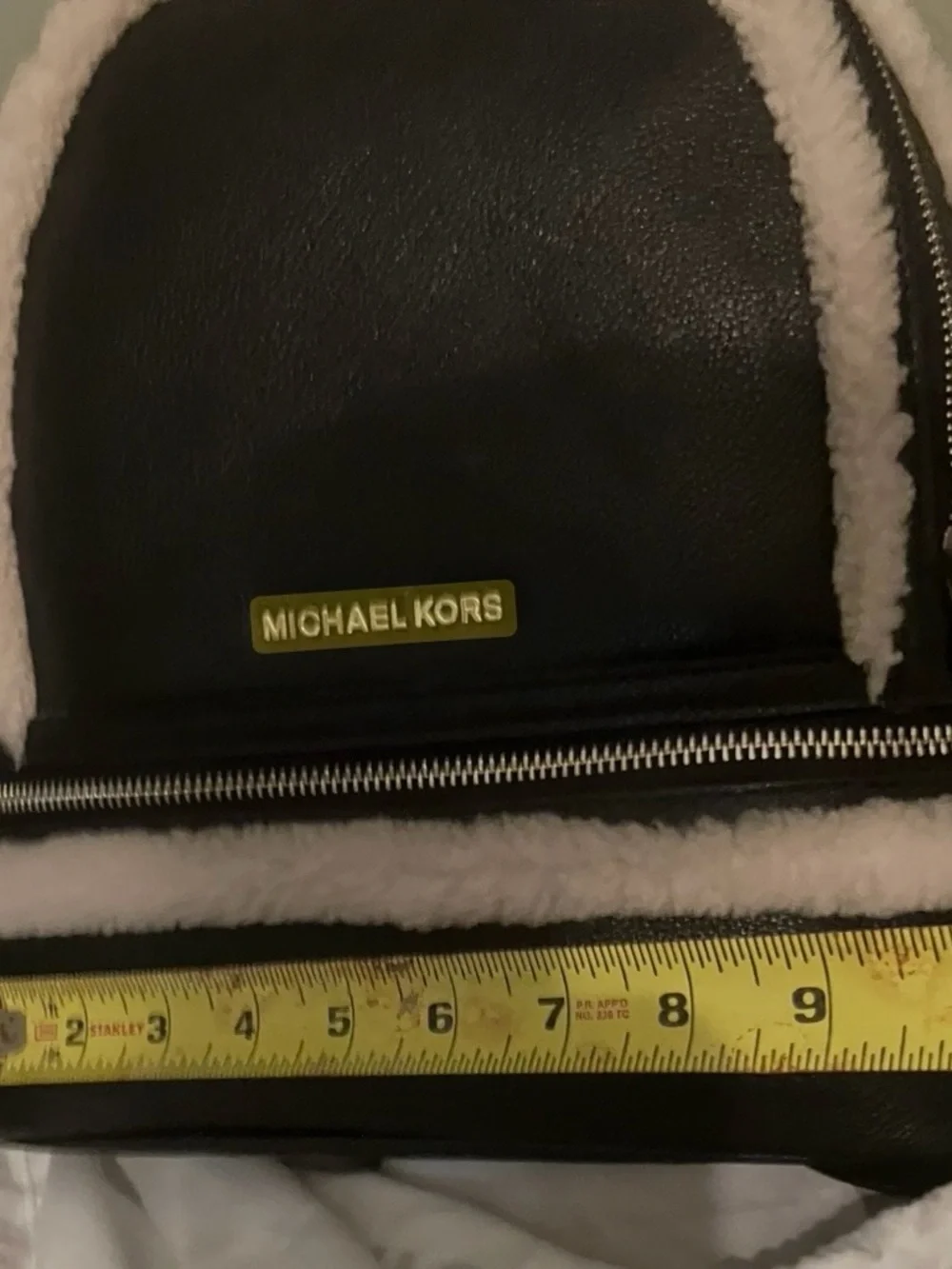 Michael Kors Black Mini Backpack with Cream Shearling Trim - Picture 3 of 4